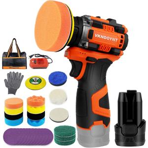 Brushless Cordless Polisher, 3" Mini Buffer & Sander Machine Kit, 2 Variable Speed Small Sander (0-500/0-3000 RPM), 3.0Ah Battery, 31 Accessories for Car Detailing/Buffing/Sanding/Waxing