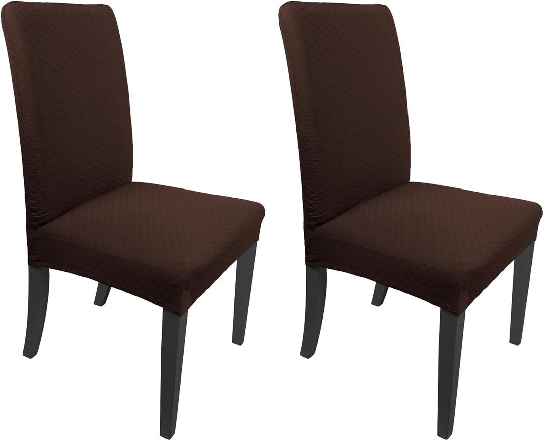 NORTHERN BROTHERS Dining Room Chair Covers Set of 2, Dining Chair Covers Stretch Removable Washable Parson Chair Slipcover for Dining Room (Dark Brown)