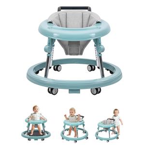 Baby Walker with Wheels, Activity Center with Mute Wheels Anti-Rollover, 5-Position Height Adjustable Foldable Baby Walker for Boys and Girls from 6-18 Months with Footrest