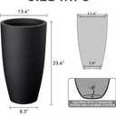 Kante 23.6" H Black Tall Planters (Set of 2), Large Outdoor Indoor Decorative Plant Pots with Drainage Hole and Rubber Plug, Modern Style for Home and Garden