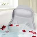 Inflatable Bath Pillows for Tub - Adjustable Firmness Silicone Bathtub Pillow for Neck-Relaxing & Epsom Salt Soaking, Bath Pillow for Head & Back Support Cushion, Spa Gifts for Women, Parent (Gray)