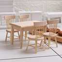 Z MAYABBO Wooden Dollhouse Furniture of Table & Chair, Miniature Dollhouse Accessories of Dining Room Accessory - 1/12 Scale