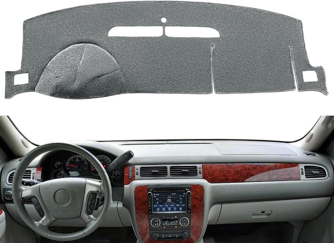 Dashboard Cover Dash Mat Fit for 2007-2014 Chevy Chevrolet Tahoe Suburban,2007-13 Chevy Avalanche Silverado 1500 2500 3500 LTZ /2007-13 GMC Sierra SLT Denali,2007-14 GMC Yukon XL (Dark Gray) Y24