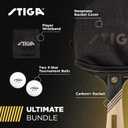 STIGA Carbon+ Bundle Ping Pong Paddle Set – 7-ply Extra Light Carbon Fiber Blade – 2mm Premium Sponge – Concave Pro Handle – 2 3-Star Tournament Balls – Neoprene Racket Cover – Player Wristband