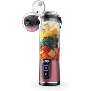 Ninja Blast Portable Blender, Cordless, 18oz. Vessel, Personal Blender For-Shakes and Smoothies, BPA Free, Leakproof-Lid and Sip Spout, USB-C Rechargeable, Dishwasher Safe, Metallic Cherry, BC151RD, Metallic Re
