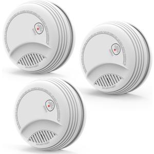 Fire Alarms Smoke Detectors, Photoelectric Sensor Smoke Alarm Battery Operated, Fire Alarm with Test Button & Low Battery Signal, LED Warning Light 85 dB Alarm Sound for Bedroom and Home, 3 Pack, EXP: 10 Years After Installation