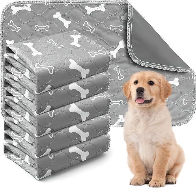 6 Pack Reusable Puppy Training Pad, Fast Drying Washable Puppy Pads, Non-Slip Waterproof Pee Pet Dog Mat for Potty Crate, Home,Travel, Car, (40 x 60cm)