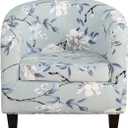 Club Chair Slipcover 2 Piece Tub Chair Slipcover Stretch Barrel Chair Covers Printed Armchair Covers Removable Sofa Cover Couch Furniture Protector Arm Chair Cover for Living Room 91 (Color 49)
