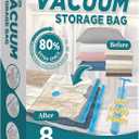 Space Saver Vacuum Storage Bags, 8 Large Vacuum Sealer Bags with Pump, Storage Vacuum Sealed Bags for Clothing, Comforters, Blanket Storage, Bedding