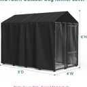 Outdoor Dog Kennel Cover 8'D x 4'W x 6'H Black Full Coverage with Transparent PVC Window and Breathable Mesh All-Weather Protection for Multiple Brands of Kennels Only Cover