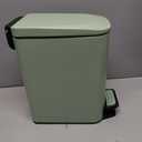 TIPGO Slim Bathroom Trash Can with Lid Soft Close, 6 Liter / 1.6 Gallon Stainless Steel Garbage Can with Removable Inner Bucket, Step Pedal, Small Trash Cans for Bedroom, Office, Kitchen (Green)