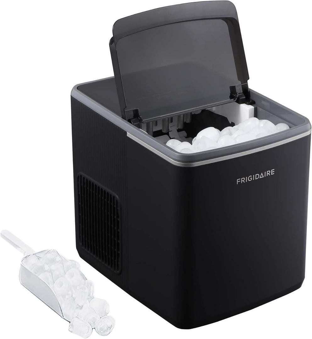 Frigidaire, Countertop Ice Maker, 26 lbs per Day – Fast Bullet Ice Making Machine with Touch Display, 9 Pieces in 7–15 Minutes, Portable Ice Machine for Home Kitchen, Office & RV, Onyx