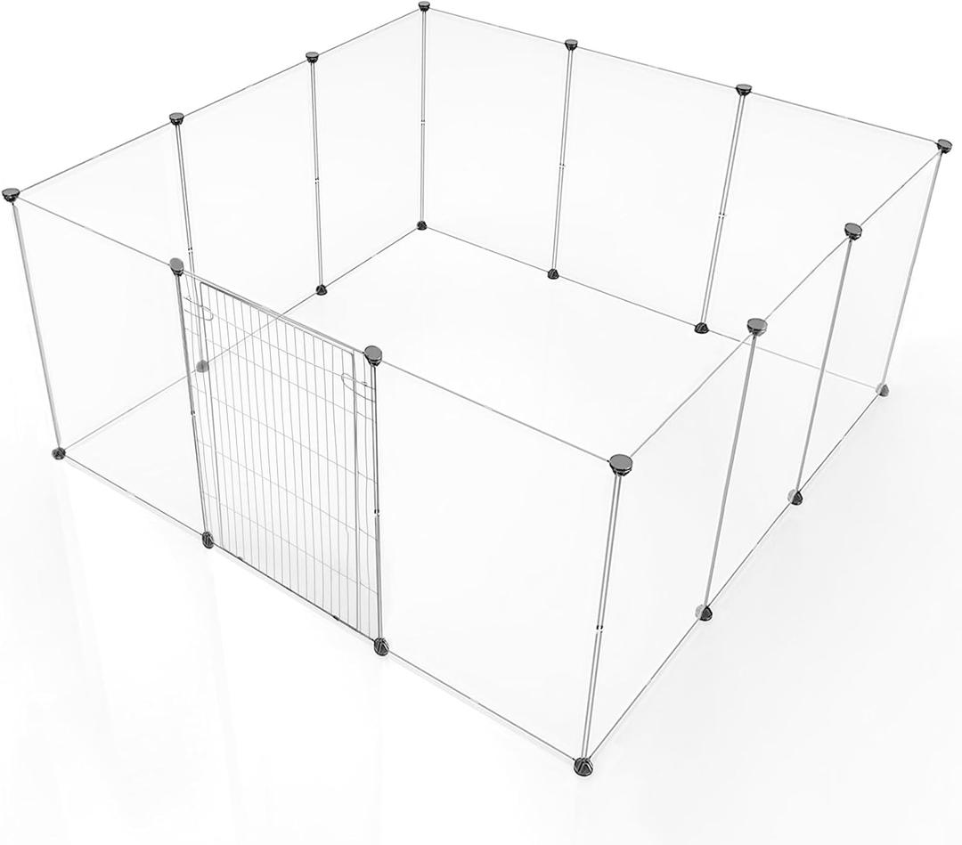 BRIAN & DANY Dog Playpen Portable for Small Animals, Dog Play Pen Indoor, Transparent Pet Playpen for Puppies, Cats, 80" L x 40" W x 28" H