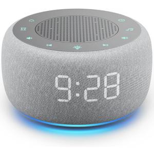 Alarm Clock with Sound Machine for Bedrooms – 2-in-1 White Noise Machine for Sleep, Gentle Wake-Up with Soft Alarm Sounds, Ambient Night Light, Plug-in, Sleep Better, Wake Gently