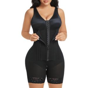 YIANNA Overbust Fajas Colombianas Shapewear for Women Tummy Control Body Shaper Girdles Post Surgery Compression Garment (Black, XL)
