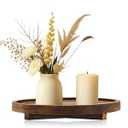 12 inch Large Round Decorative Tray Wood Bathroom Counter Organizer Farmhouse Kitchen Decor Wooden Riser for Perfume Soap Dish Wood Decorative Candle Holders for Home Decor Brown Table Centerpieces