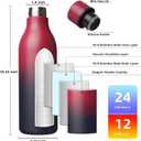 BJPKPK Insulated Water Bottles, 25 oz Stainless Steel Metal Water Bottle with Strap, BPA Free Leak Proof Jugs, Mugs, Flasks, Reusable Thermal Flasks for Sports & Travel,Charming Red