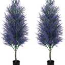 Lunmon 4 FT Artificial Lavender Topiary Trees Set of 2, Faux Potted Plants Boxwoods for Outdoor Fake UV Resistant Greenery Shrubs Bushes for Indoor Home Porch Garden Yard Patio Decor(Purple)