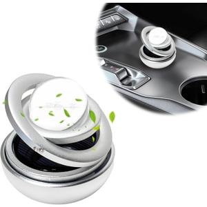 Car Solar Energy Air Freshener, Solar Powered Rotating Air Purifier Aromatherapy Diffuser, Rotatable Interior Fragrance for Car Office Home Decoration, Car Accessories (Silver)