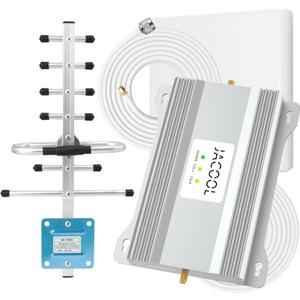 Cell Phone Signal Booster for Home Office | Boost 4G 5G LTE Signal Verizon and AT&T on Band 12/13/17 | Dual Band Cellular Repeater with High Gain Antennas Cover 5000 sq ft | FCC Approved (Brown)