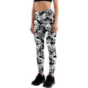 Women's High Waist Scary Print Halloween Legging Soft Stretchy Pumpkin Pattern Halloween Long Pants Trendy Leggings (Black, XL)