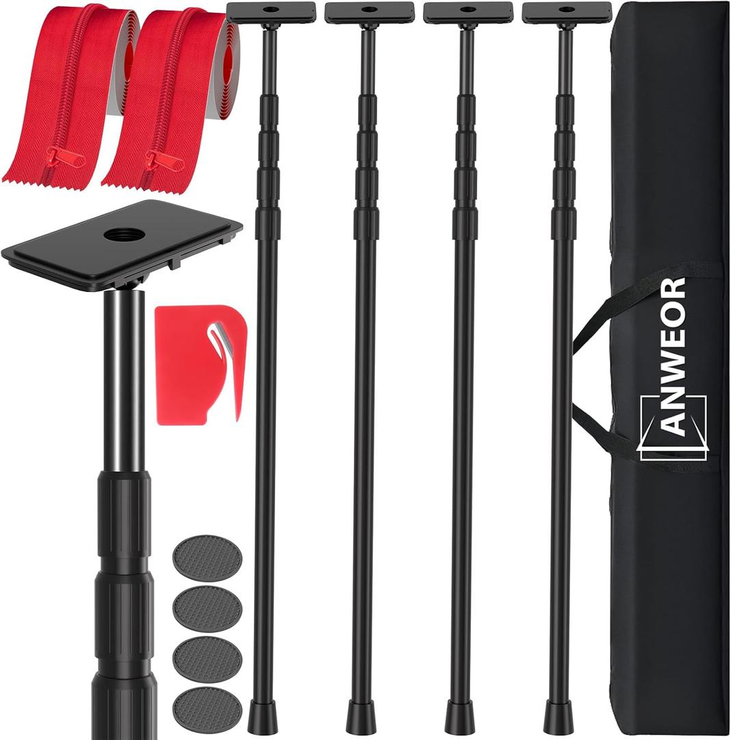 12FT Dust Barrier Poles Kit,Spring Retractable Zipper Wall Poles for Dust Barriers System,Home & Construction,Spring Barrier Loaded Poles for Renovation & Construction Renovation(Exclusive Patent)