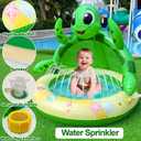 Baby Pool Toddler Sprinkler Water Play Mat, Turtle Baby Pool Float Sprinkler for Kids- Inflatable Kiddie Pool with Canopy Outdoor Water Toys for Summer Play Center Backyard Water Activity Games