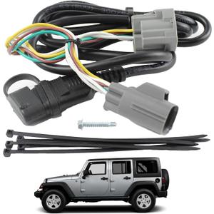 67 Inch 4-Pin Trailer Wiring Harness 17275.01 Compatible with 2007-2018 Jeep Wrangler JK JKU Rubicon Sahara Sport Unlimited 2-Door 4-Door Tow Hitch Wiring Trailer Light Connect