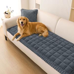 Smiry Non Slip Couch Covers for Dogs, Fuzzy Pet Couch Covers for 2 Cushion Sofa Pet Friendly, Soft Sofa Loveseat Slipcovers Cushion Furniture Protector Washable (Dark Grey, 27.6" x 47")