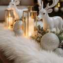 1.3 x 4.9 ft Christmas Fake Snow Blanket for Christmas Village Fuzzy Faux Fur Artificial Snow Blanket White Xmas Table Decor for Xmas Trees Village Display Party Winter Decorations Photo Prop