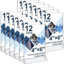 Seencool 4x6 Sign Holder - 12 Pack Small Sign Holder Acrylic Display Stand, Clear Plastic Picture Frame Paper Holder, Double Sided Table Menu Transparent Stand for Office, Home, Restaurant, Wedding