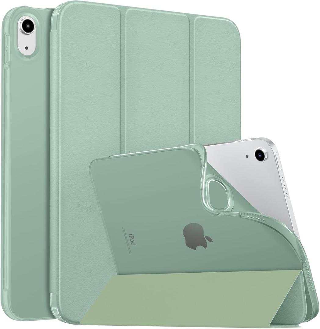 MoKo for iPad (A16) 11th Generation Case 11 Inch 2025, iPad 10th Generation Case 10.9 Inch 2022, Slim Stand Hard PC Translucent Back Shell Smart Cover, Support Touch ID, Auto Wake/Sleep, Green