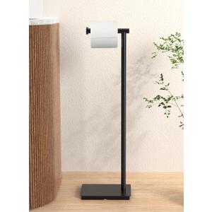 KES Toilet Paper Holder Stand 26.2 Inch Toilet Tissue Holder for Bathroom, Free Standing Toilet Paper Holder SUS304 Stainless Steel Matte Black, BPH286S66A-BK
