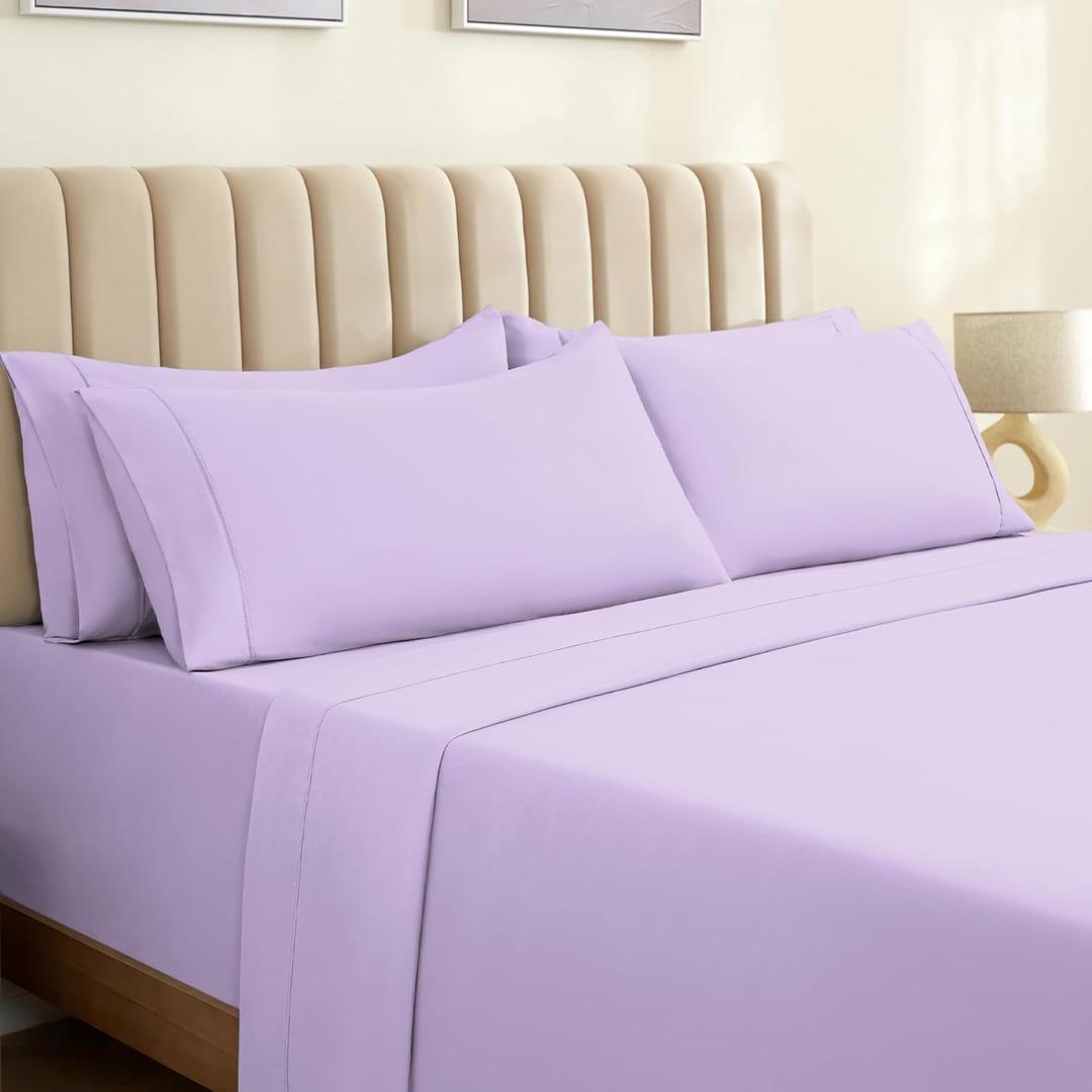 LuxClub 6 PC King Sheet Set, Breathable Luxury Bed Sheets, Deep Pockets 18" Wrinkle Free Cooling Bed Sheets Machine Washable Hotel Bedding Silky Soft - Periwinkle King