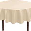 Hiasan Round Tablecloth 40 Inch - Waterproof Stain Resistant Spillproof Polyester Fabric Table Cloth for Dining Room Kitchen Party, Beige