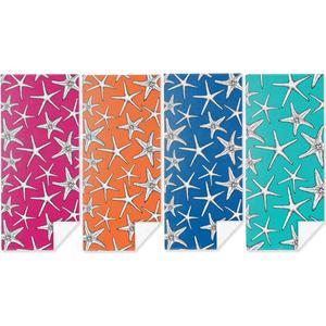 4 Pack Colorful Starfish Beach Towel Microfiber Soft Quick Dry Oversized Swim Towels Beach Accessories Necessities for Pool Camping Travel Girls Trip Weekend Bachelorette Party Favors 32x71 inch