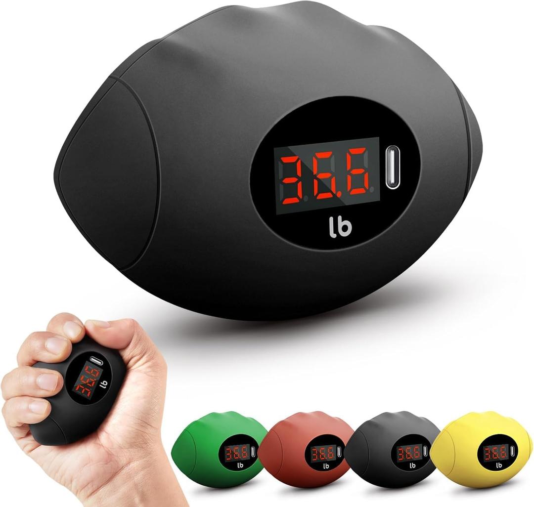 Hand Grip Strengthener, Rechargeable Digital Grip Strength Trainer up 220.4 Lbs(100kg) Hand Grip Exerciser Equipment for Strength Training-Forearm-Gripper-Finger, Stress Balls for Adults/Kids (Black)