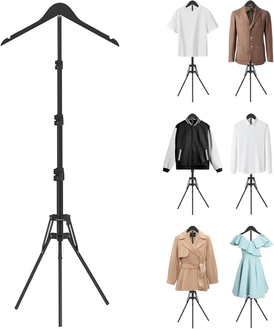 Adjustable Shirt Display Stand 32-63 Inch, Foldable Mannequin Torso Clothes Steamer Stand Clothing Display Stand for Vendors Display T Shirt, Graduation Cap and Gown, Dress, Jacket, Coat (1Pcs)