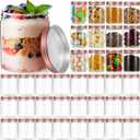 Hushee 24 Pcs 8 oz Plastic Jars with Lids Clear Round Food Jars with Rose Gold Lids Plastic Mason Jars Stackable Refillable Empty Storage Containers for Kitchen Cookie Candy Spices Dry Food Cream