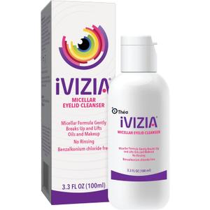 iVIZIA Micellar Eyelid Cleanser for Eyelid Cleansing, Rinse-Free, Gently Removes Makeup, 3.3fl oz Bottle