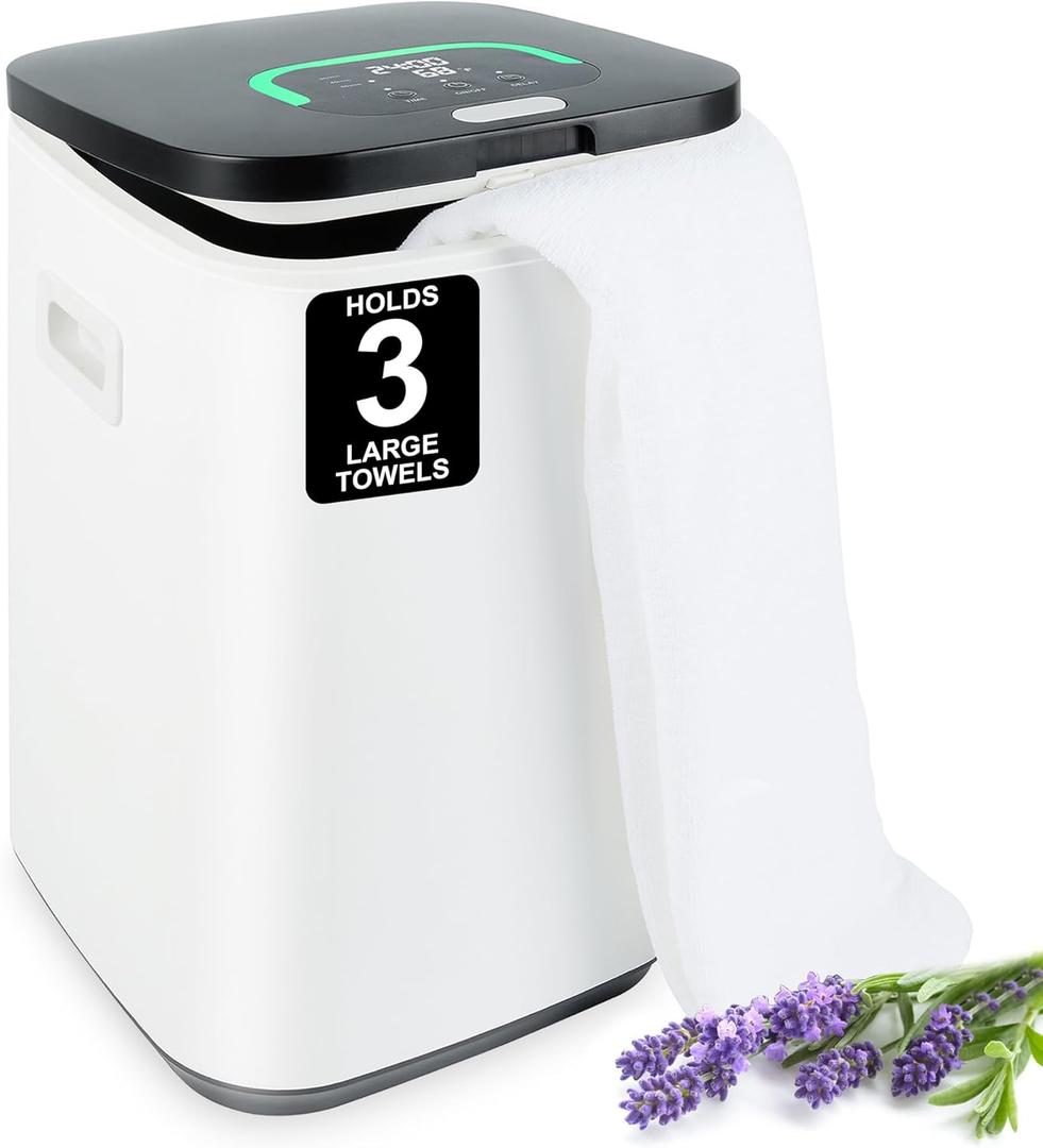 Large Towel Warmer Bucket for Bathroom, Luxury Towel Warmers for SPA, Hot Towel Heater, Great Gift Idea, 24H Delay Function, 1 Min Fast Heating, Fits Three 40"x70" Towels, Bathrobes, Blankets-Black (12.6*12.6*18.5 inch)