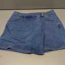 Sidefeel Skorts for Woman Casual Trendy High Waisted Stretchy Jean Shorts Asymmetrical Summer Denim Mini Skirts Light Blue Size 12