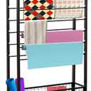 Ribbon Holder Organizer Rack, 16 Tier Ribbon Storage Organizer, Movable Metal Vinyl roll Storage with Storage Basket, Gift Wrapping Organizer Storage for Craft Room Flower Shop