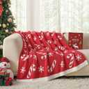 Snuggle Sac Christmas Throw Blanket Fairy Isle Candycane 50x60 inches, Ultra Soft Cozy Gift Throw Blanket for Couch, Sofa and Bed for Xmas