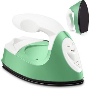 Honoson Mini Craft Iron Mini Heat Press Small Portable Tiny Iron with Charging Base Accessories for Fuse Beads Patch DIY Shoes T-Shirts Heat Transfer Vinyl Projects(Green)