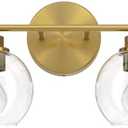 VONLUCE Bathroom Light Fixtures, 2-Light Vanity Light with Globe Glass Shades E26 Sockets, Bathroom Lights Over Mirror for Bedroom Hallway Living Room, Gold Finish