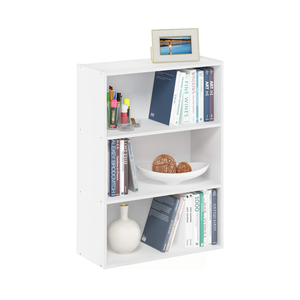 Furinno PASIR Book Shelf, 3-Tier Bookshelf, Bookcase, 9.7" x 23.7" x 31.5", for Living Room, Bedroom, Home Office, Plain White