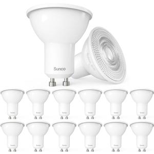 Sunco 12 Pack GU10 LED Bulb, 550LM, 5000K Daylight, 5.5W=50W Equivalent, Dimmable MR16 Bulbs for Recessed, Track Lighting, Spot Lights, Range Hood, 25000 Lifetime Hours, UL