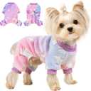 Dog Sweaters for Small Dogs Winter Pet Clothes Puppy Clothes Boy Girl Fleece Dog Pajamas Jumpsuits Doggie Outfits for Chihuahua Yorkie Cat Apparel, Star Pink, Small, Chest 17in 