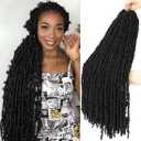30 Inch 6 Packs Butterfly Locs Crochet Hair Soft Distressed Locs Crochet Hair for Black Women Pre Looped Long Butterfly Faux Locs Natural Braids Hair Extension(30inch,1B)